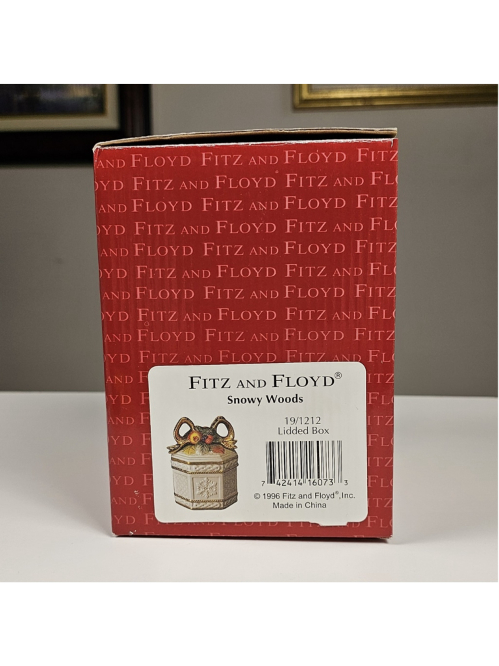 Vintage Fitz and Floyd Snowy Woods Lidded Trinket Box Candy Dish 1996 With Box - Picture 13 of 13